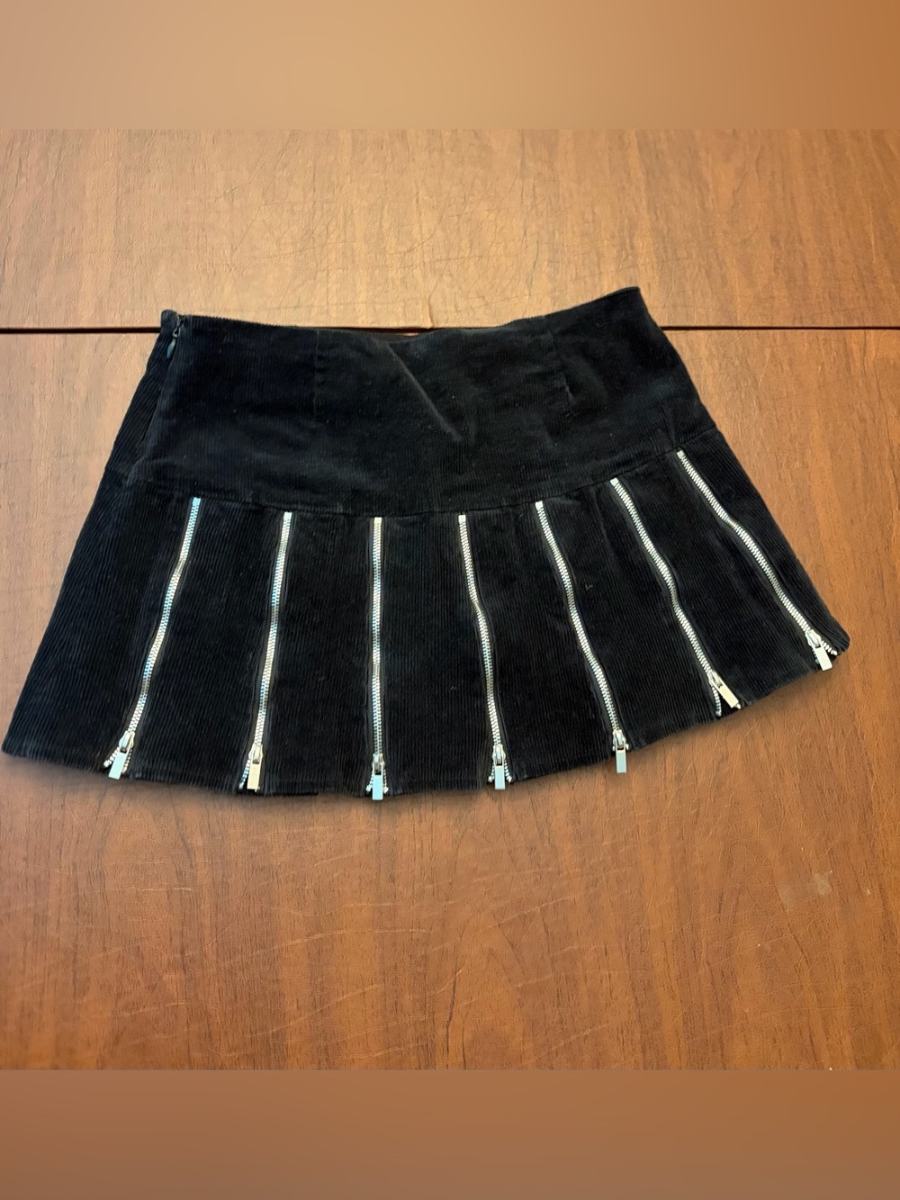 I.AM.GIA Black Corduroy Zip Pleated Mini Skirt XS The RealReal